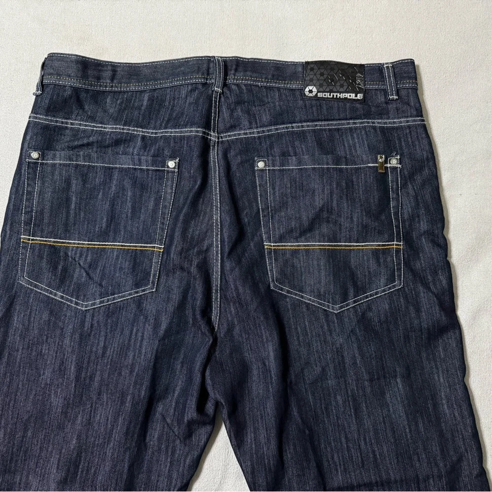 Y2K South Pole Jeans Mens 43x32 Blue‎ Dark Wash Denim Baggy Fit Gold Tab